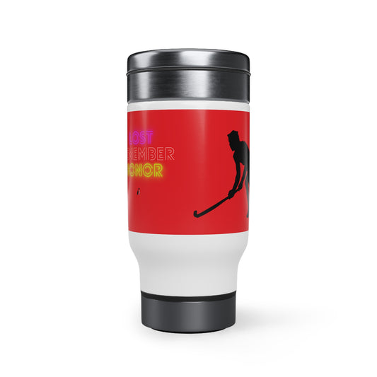 Stainless Steel Travel Mug with Handle, 14oz: Hockey Red
