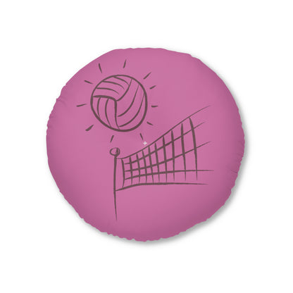 Tufted Floor Pillow, Round: Volleyball Lite Pink