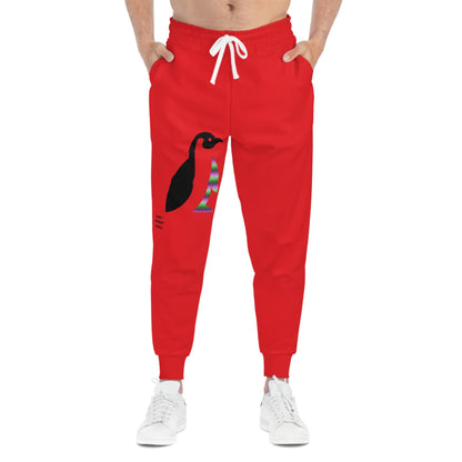 Athletic Joggers: Crazy Penguin World Logo Red