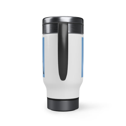 Stainless Steel Travel Mug with Handle, 14oz: Soccer Lite Blue