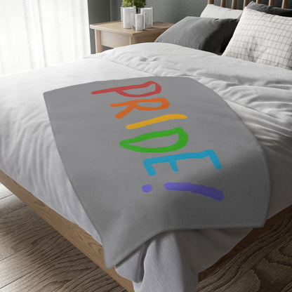 Velveteen Minky Blanket (Two-sided print): LGBTQ Pride Grey