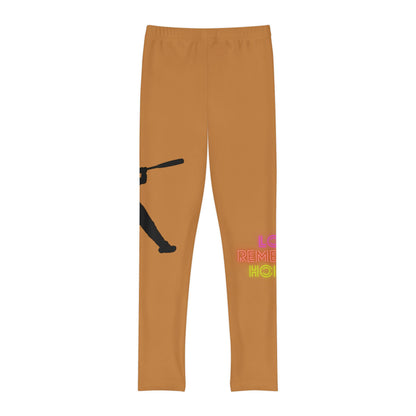 Youth Full-Length Leggings: Baseball Lite Brown