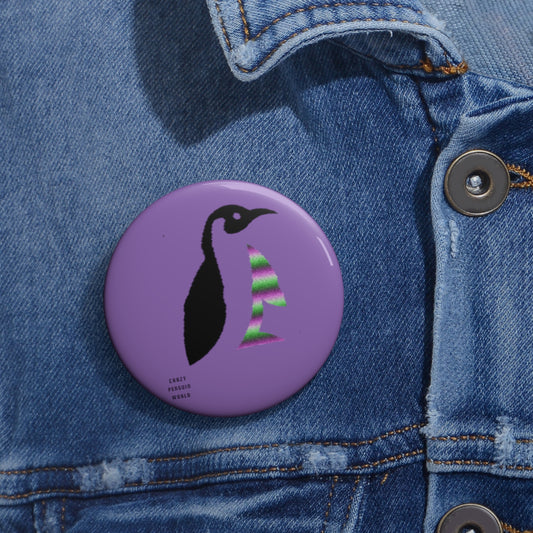 Custom Pin Buttons Crazy Penguin World Logo Lite Purple