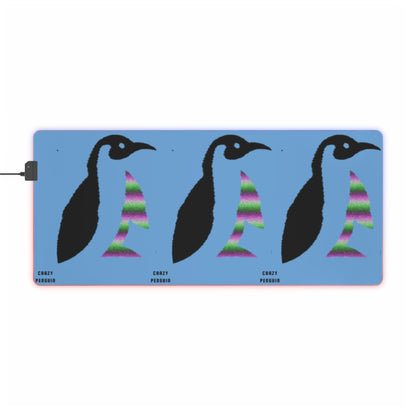 LED Gaming Mouse Pad: Crazy Penguin World Logo Lite Blue