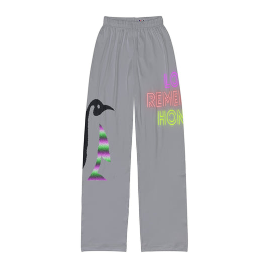 Kids Pajama Pants: Crazy Penguin World Logo Grey