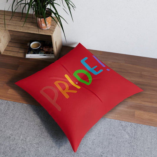 Tufted Floor Pillow, Square: LGBTQ Pride Dark Red