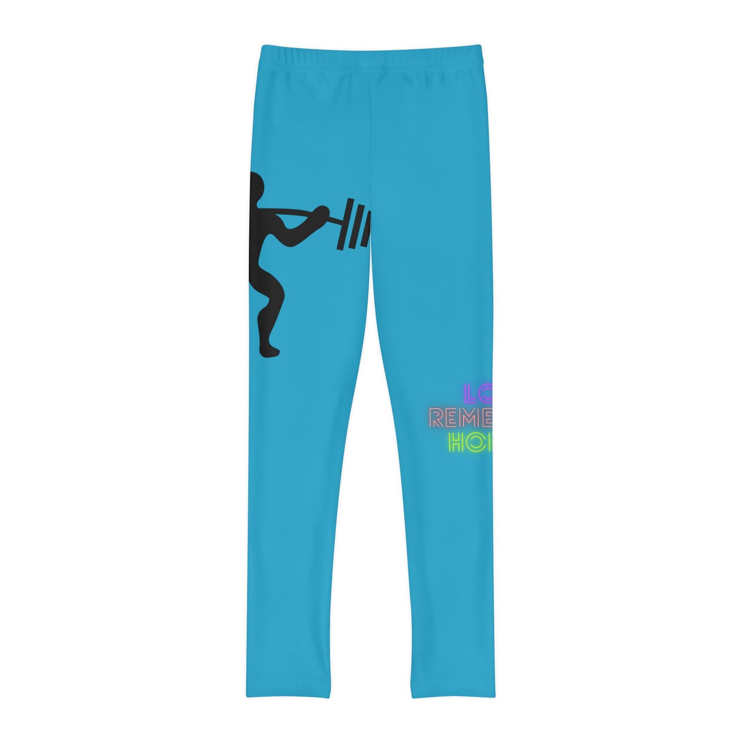 Youth Full-Length Leggings: Weightlifting Turquoise