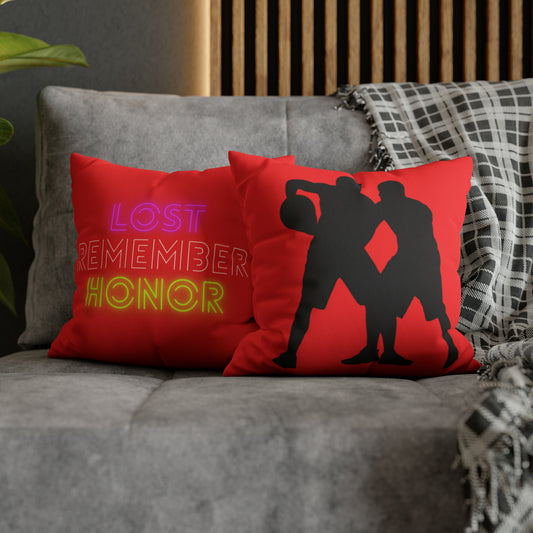 Faux Suede Square Pillow Case: Basketball Red