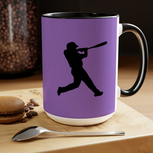Two-Tone Coffee Mugs, 15oz: Baseball Lite Purple