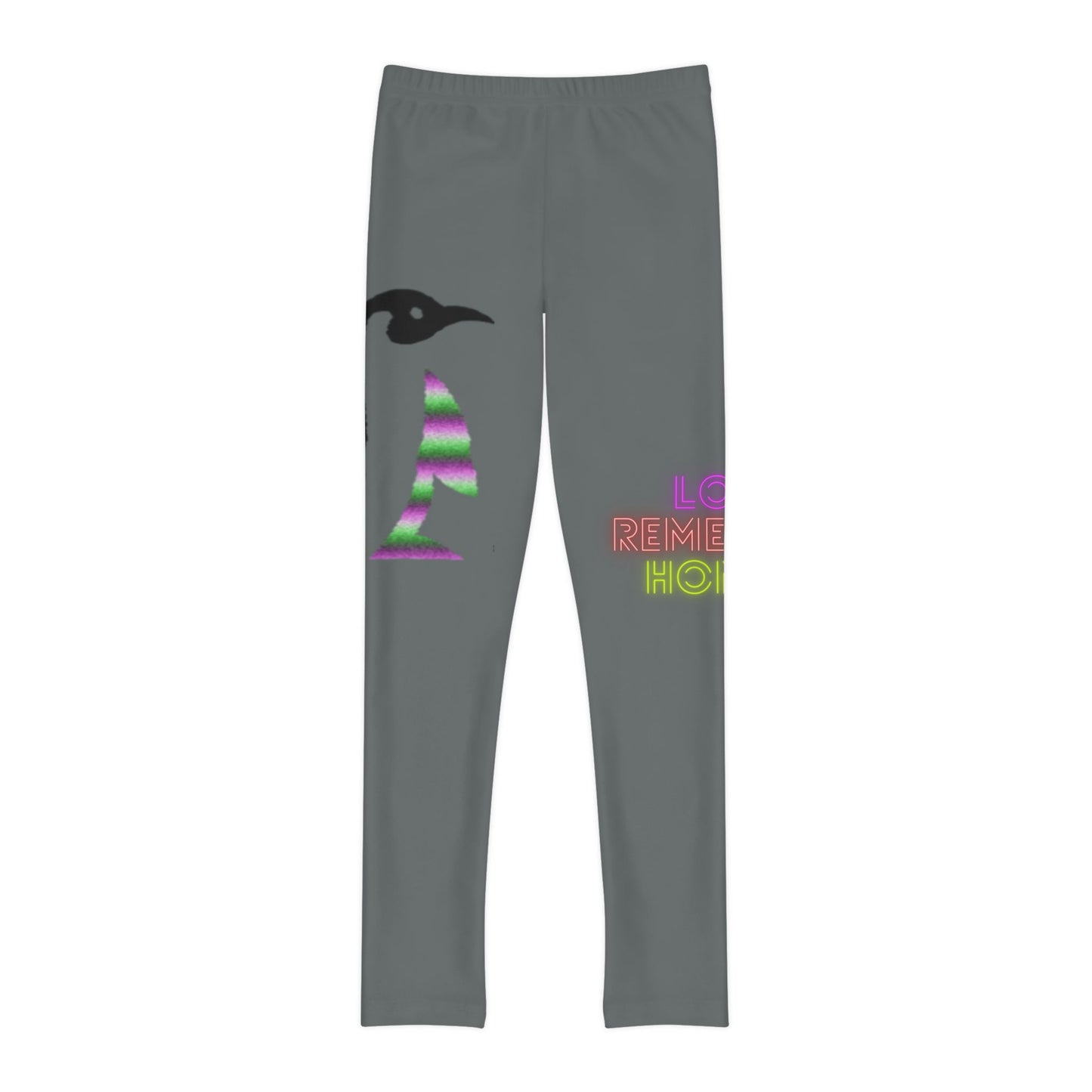 Youth Full-Length Leggings: Crazy Penguin World Logo Dark Grey