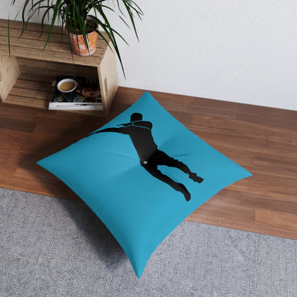 Tufted Floor Pillow, Square: Dance Turquoise