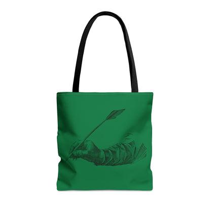 Tote Bag: Writing Dark Green