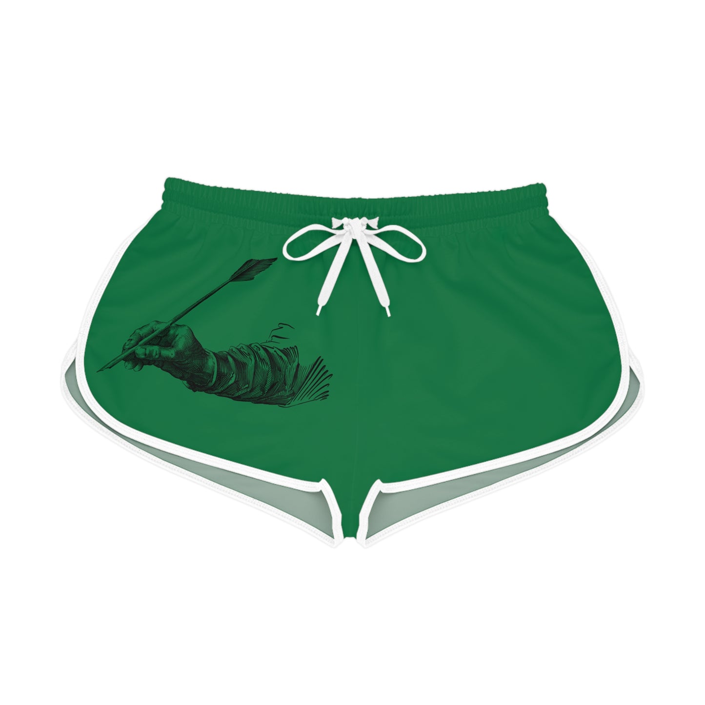 Women's Relaxed Shorts: Writing Dark Green