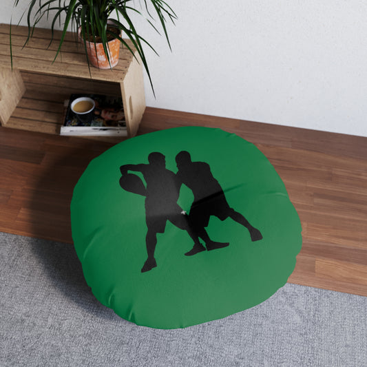 Tufted Floor Pillow, Round: Basketball Dark Green