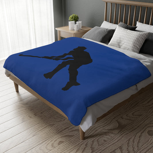 Velveteen Minky Blanket (Two-sided print): Hockey Dark Blue