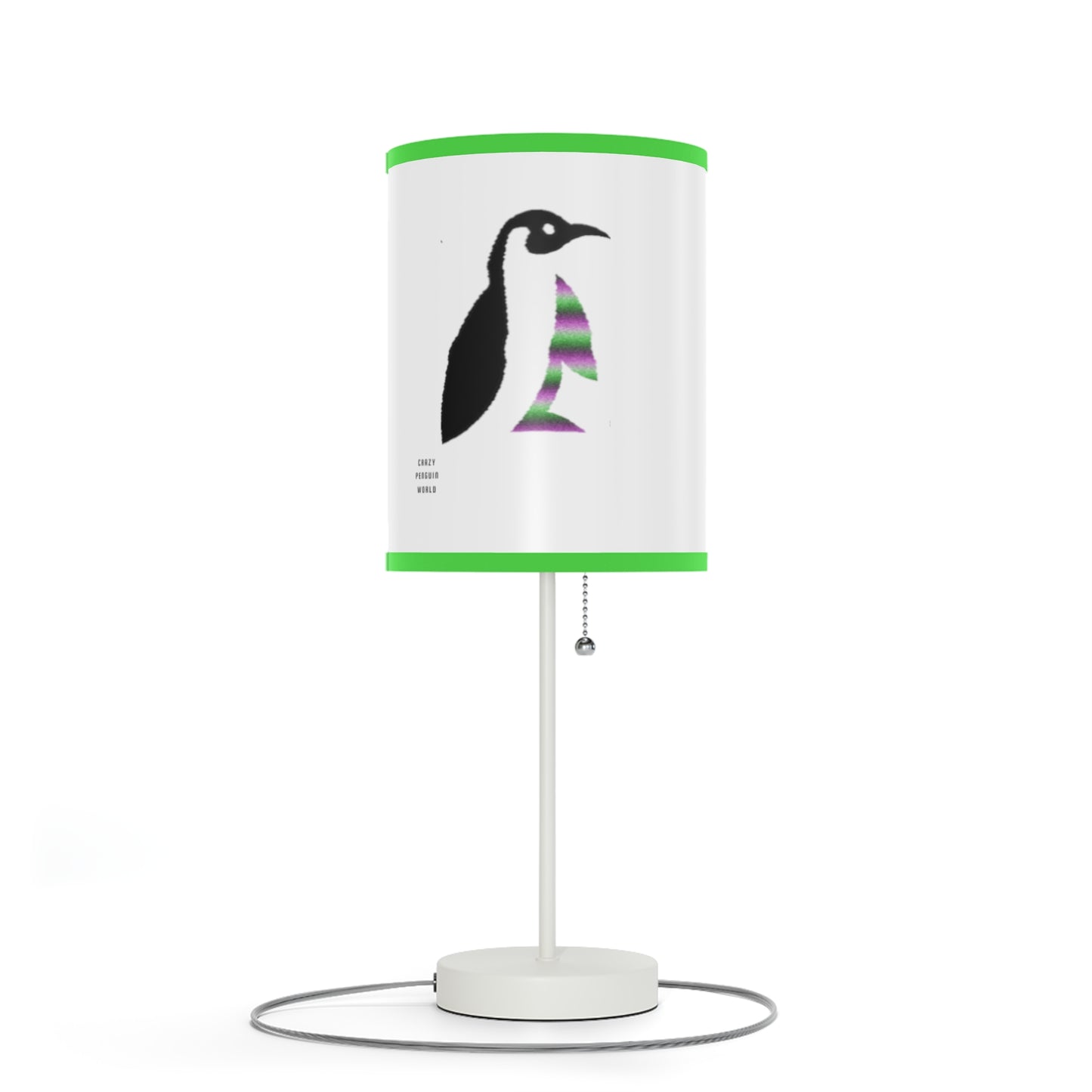 Lamp on a Stand, US|CA plug: Crazy Penguin World Logo White