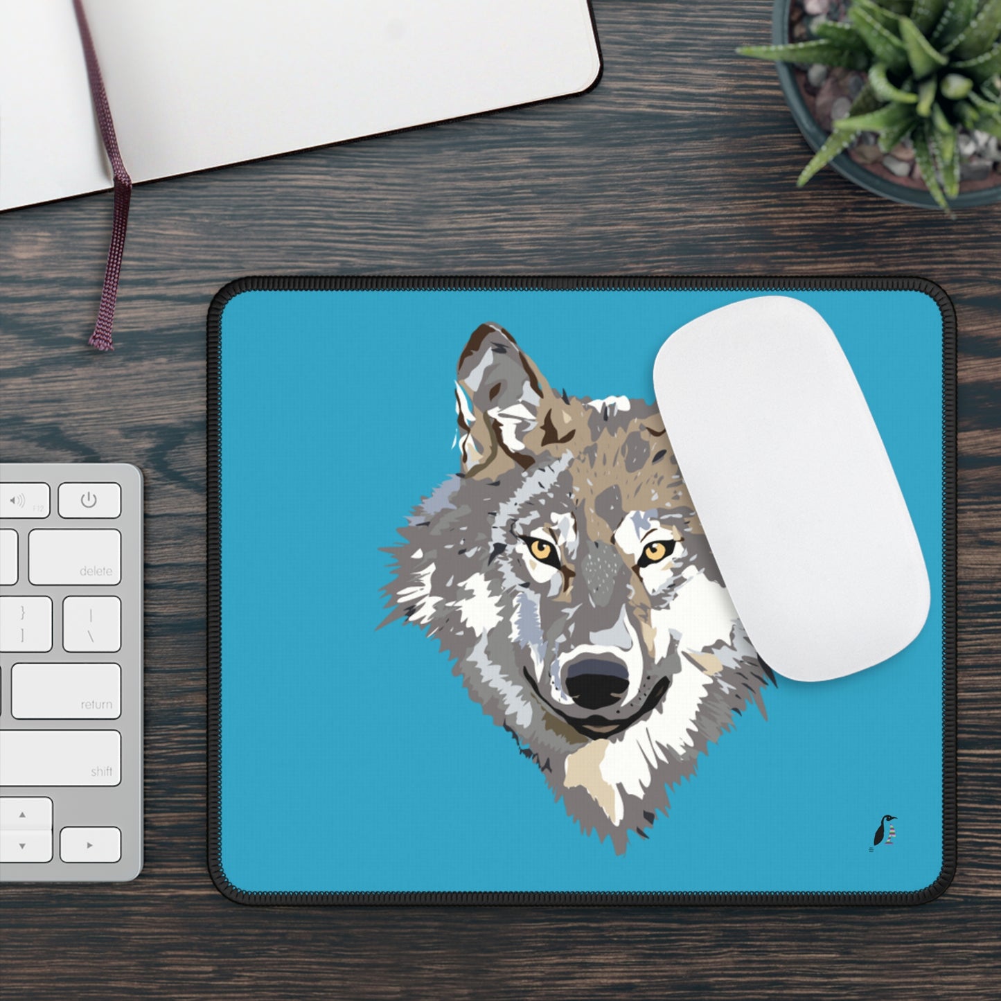 Gaming Mouse Pad: Wolves Turquoise