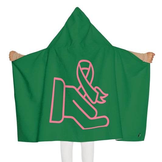 Youth Hooded Towel: Fight Cancer Dark Green