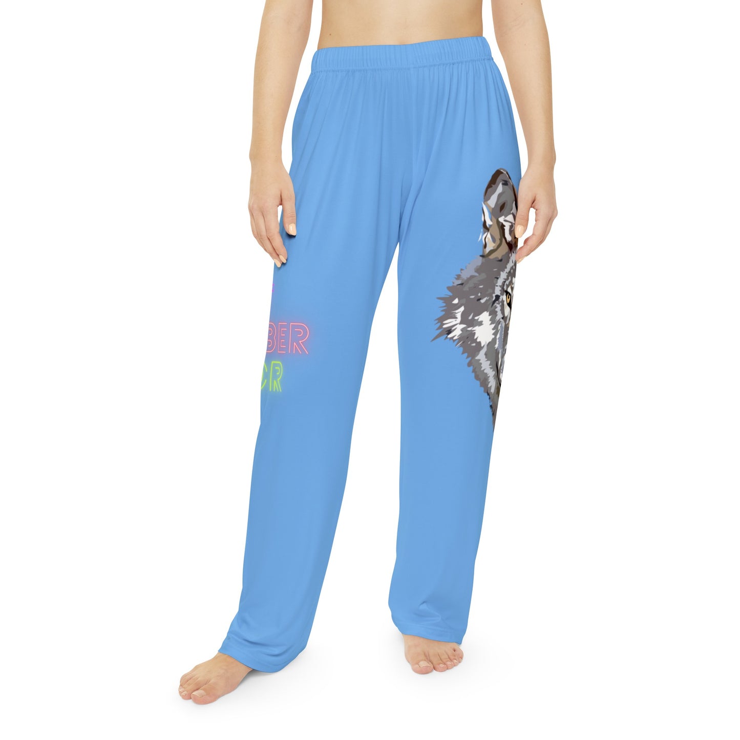 Pambabaeng Pajama Pants: Wolves Lite Blue 