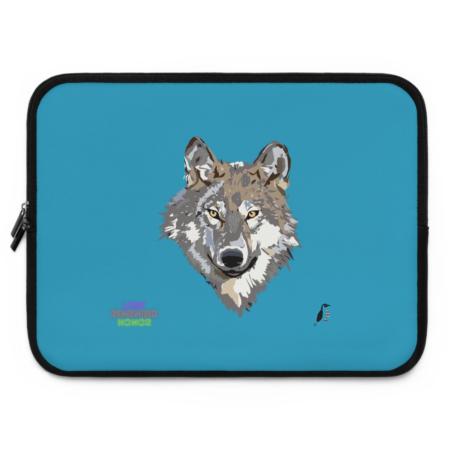 Laptop Sleeve: Wolves Turquoise