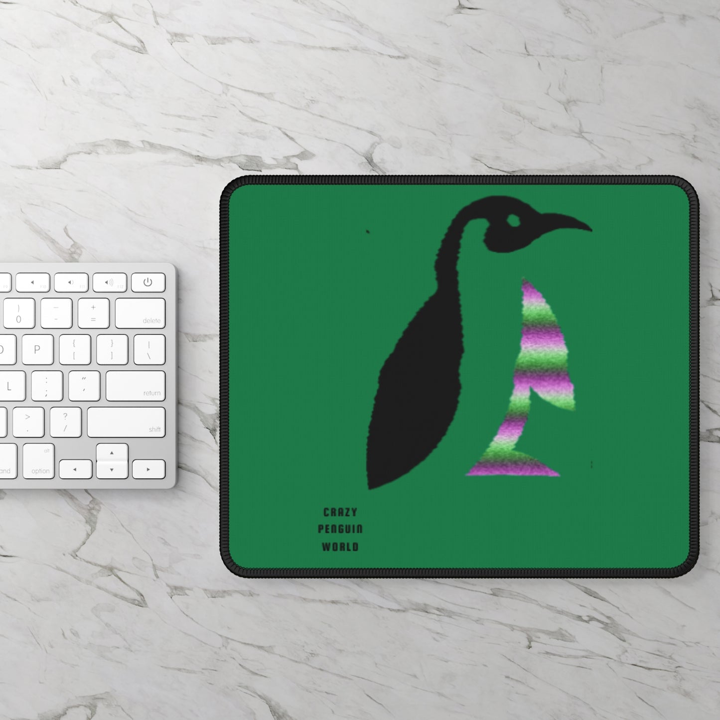 Gaming Mouse Pad: Crazy Penguin World Logo Dark Green