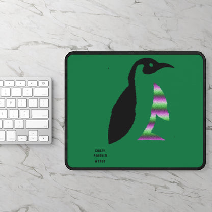 Gaming Mouse Pad: Crazy Penguin World Logo Dark Green