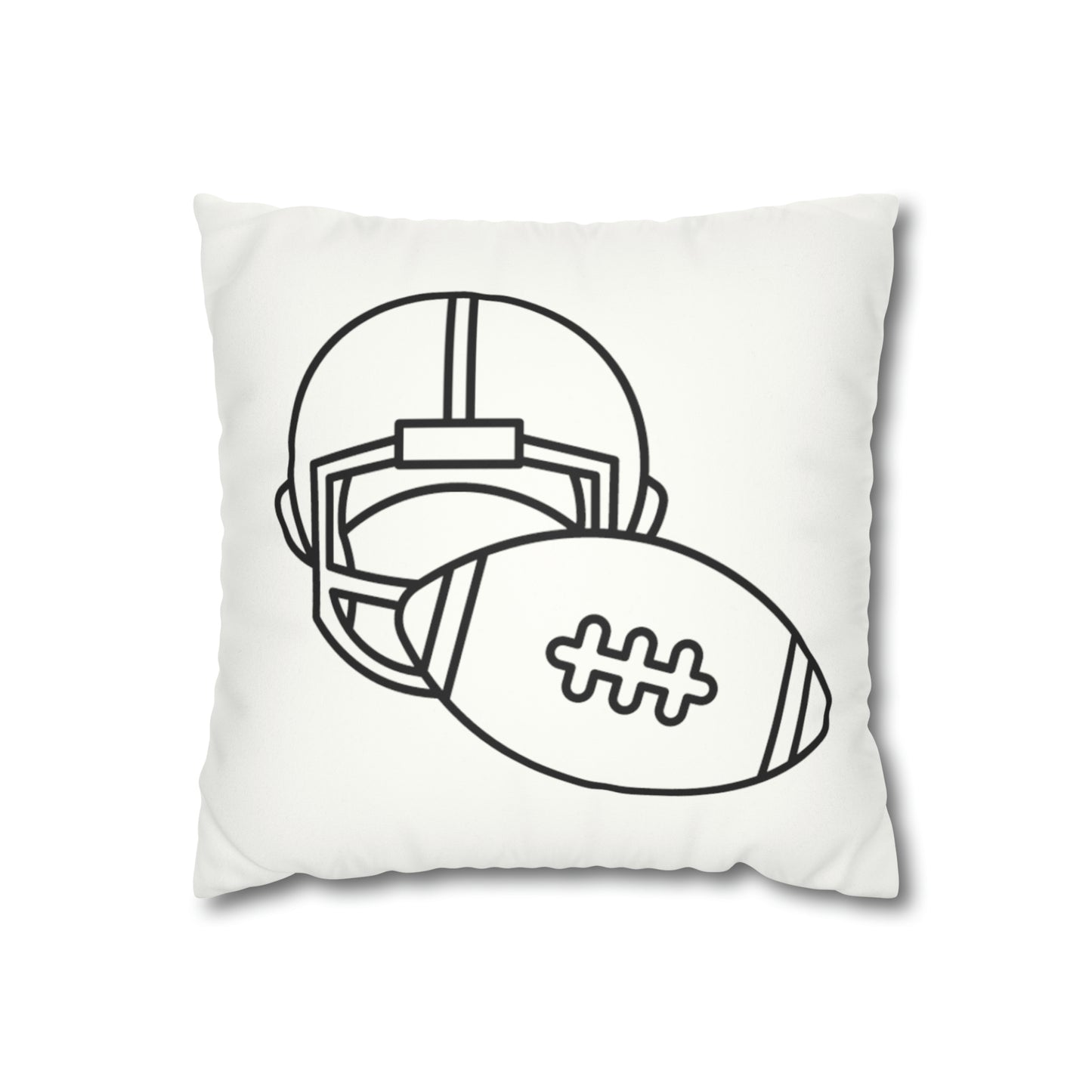 Faux Suede Square Pillow Case: Football White