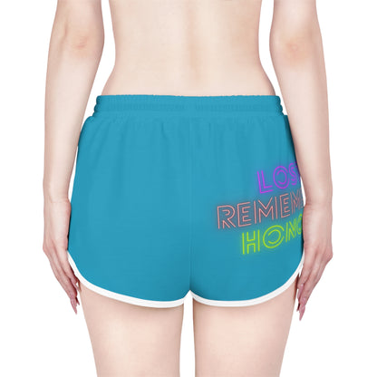 Women's Relaxed Shorts: Crazy Penguin World Logo Turquoise