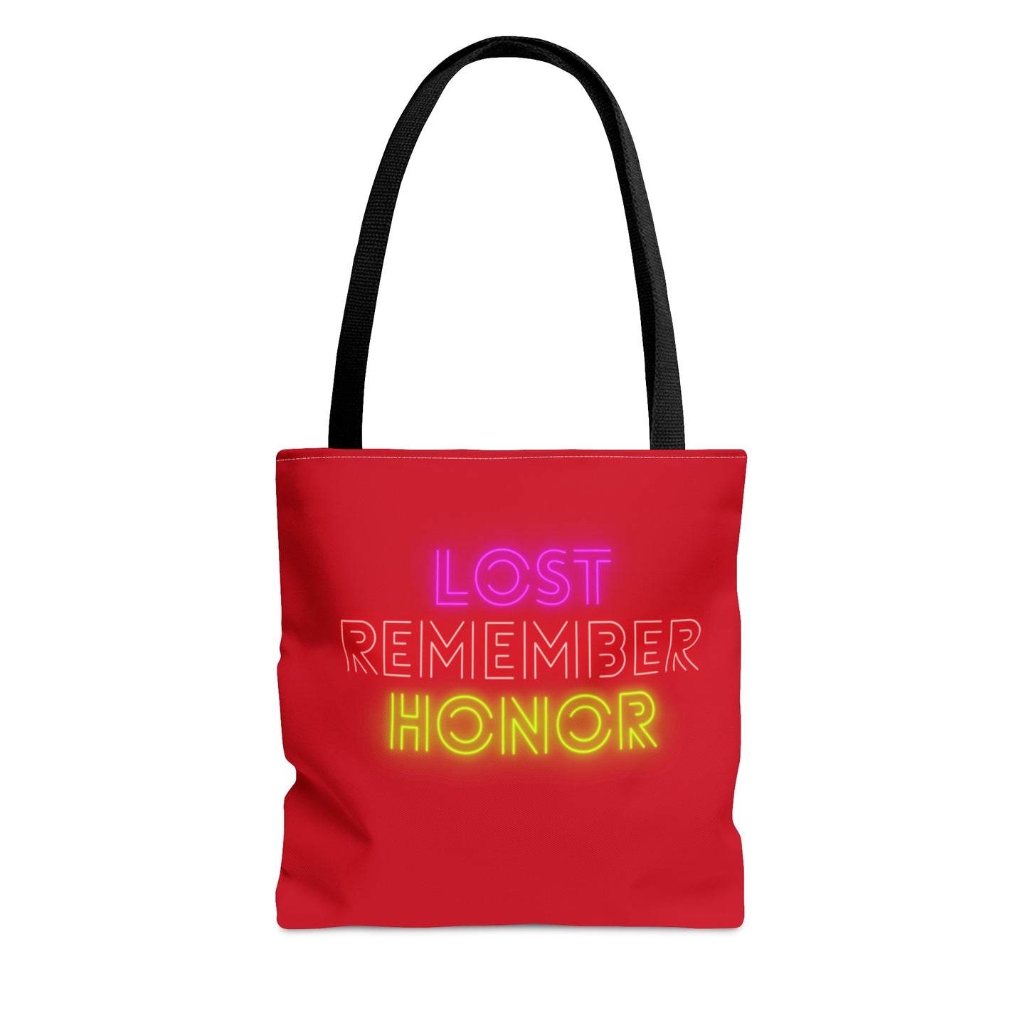 Tote Bag: Lost Remember Honor Dark Red