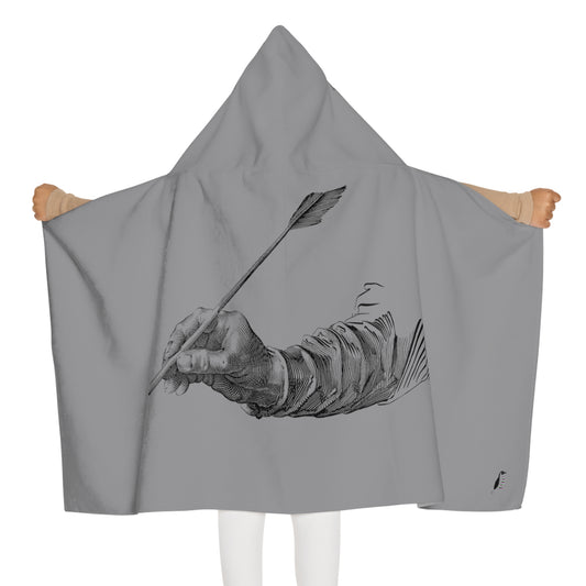 Youth Hooded Towel: Writing Grey
