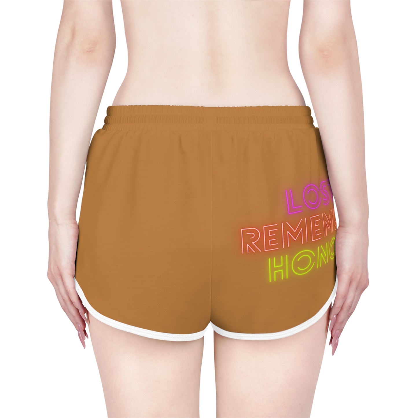 Women's Relaxed Shorts: Crazy Penguin World Logo Lite Brown