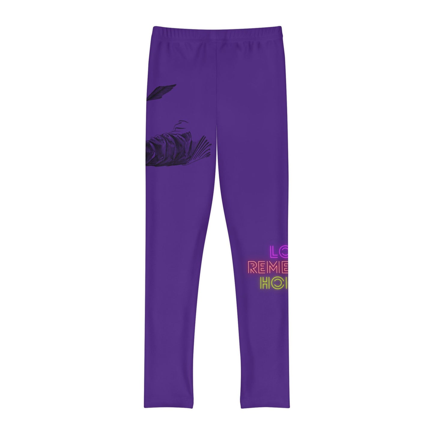 Youth Full-Length Leggings: Writing Purple