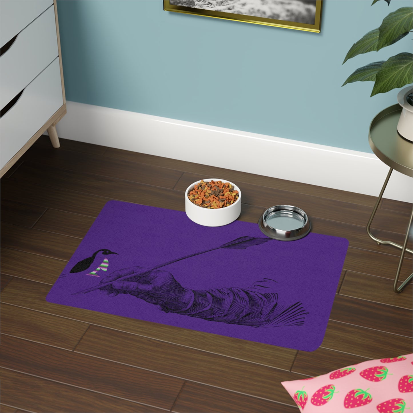 Pet Food Mat: Writing Purple