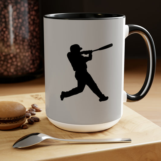 Two-Tone Coffee Mugs, 15oz: Baseball Lite Grey