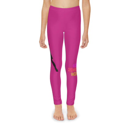 Youth Full-Length Leggings: Soccer Pink