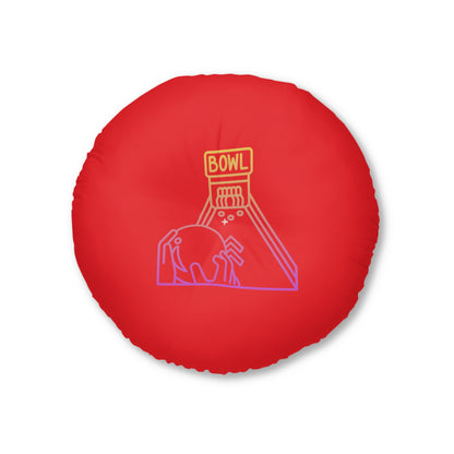 Tufted Floor Pillow, Round: Bowling Red