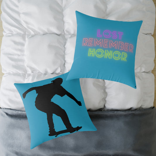 Spun Polyester Pillow: Skateboarding Turquoise