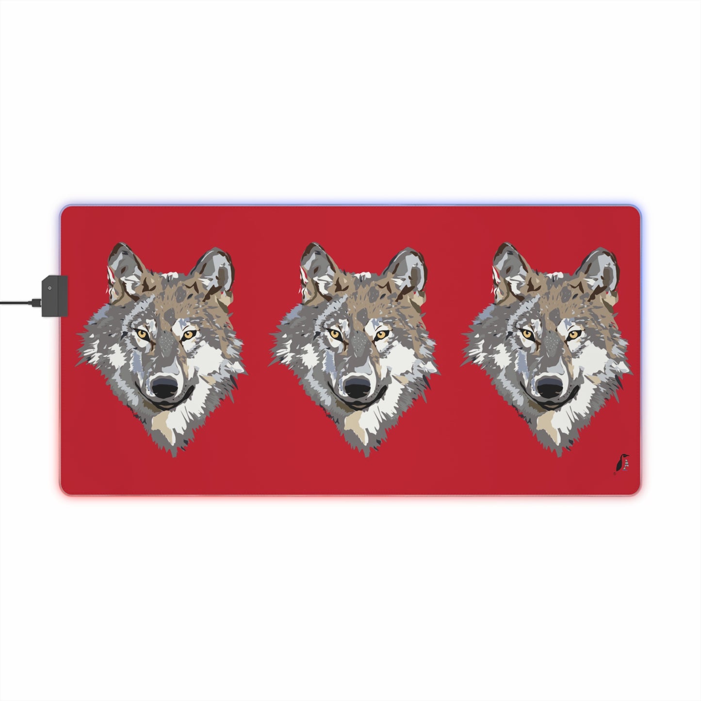 LED Gaming Mouse Pad: Wolves Dark Red