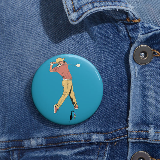 Custom Pin Buttons Golf Turquoise