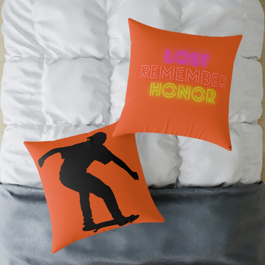 Spun Polyester Pillow: Skateboarding Orange