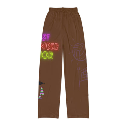 Kids Pajama Pants: Volleyball Brown