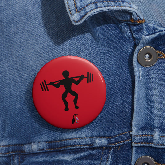 Custom Pin Buttons Weightlifting Dark Red
