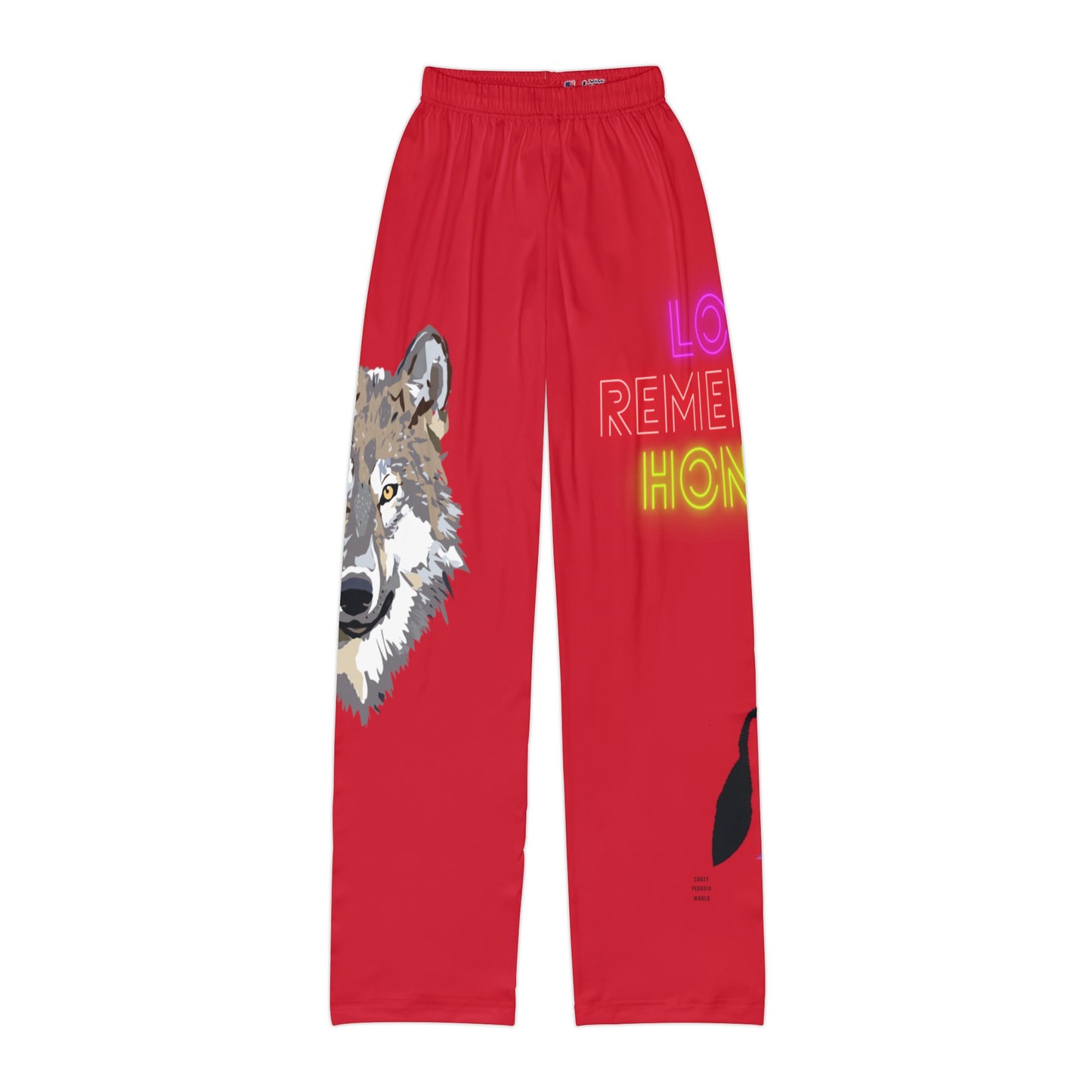 Kids Pajama Pants: Wolves Dark Red