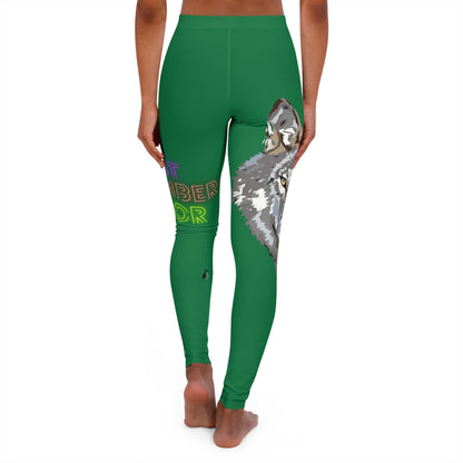 Women's Spandex Leggings: Wolves Dark Green