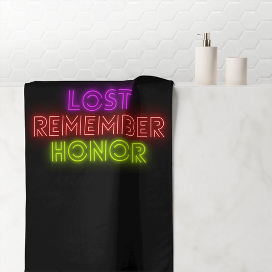Mink-Cotton Towel: Lost Remember Honor Black