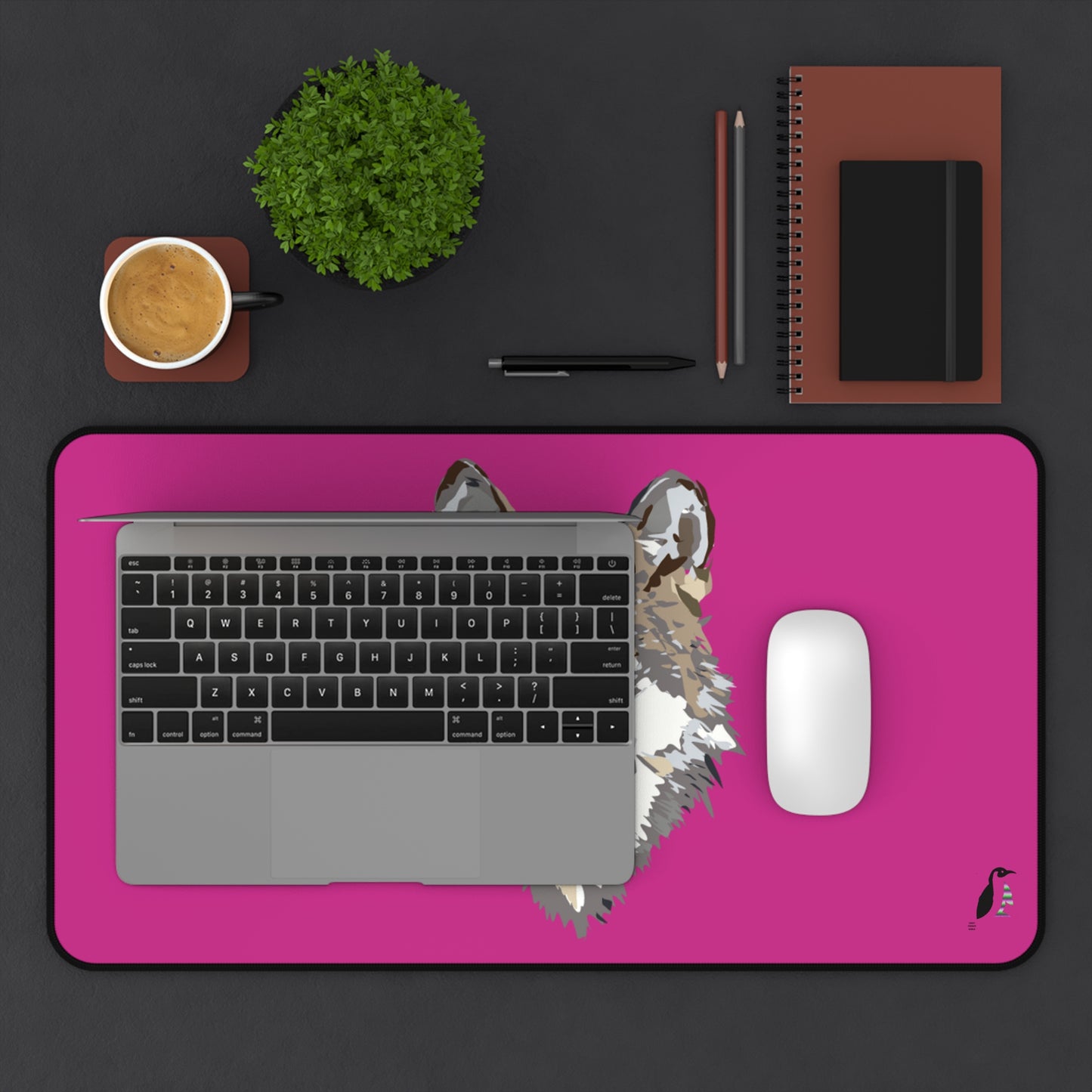 Desk Mat: Wolves Pink