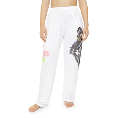 Pambabaeng Pajama Pantalon: Wolves White 