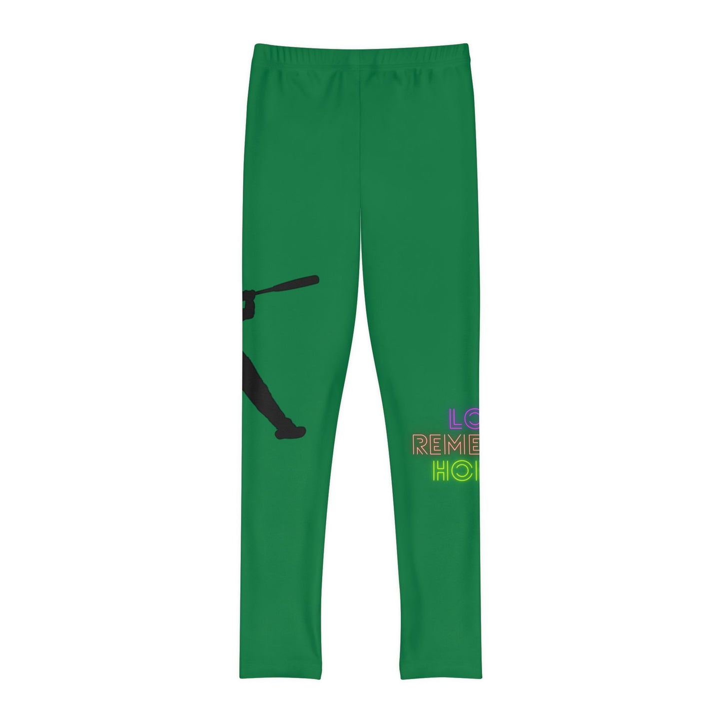 Youth Full-Length Leggings: Baseball Dark Green