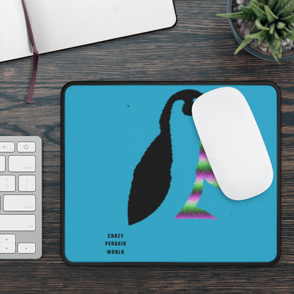 Gaming Mouse Pad: Crazy Penguin World Logo Turquoise