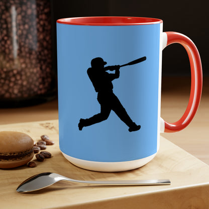 Two-Tone Coffee Mugs, 15oz: Baseball Lite Blue